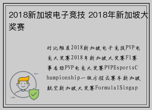 2018新加坡电子竞技 2018年新加坡大奖赛